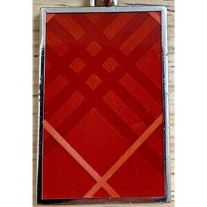 Burberry Key Chain Fob Nova Check Red Silvertone Rectangle Purse Charm